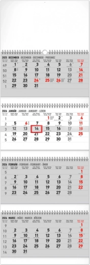 Zidni kalendar četveromjesečni sklopivi 2026
