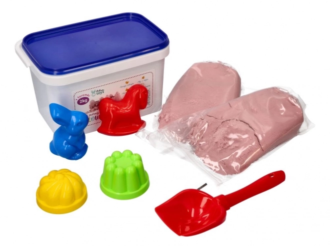 ADAM TOYS Kinetički pijesak ružičasti 2 kg + kalupi i lopatica