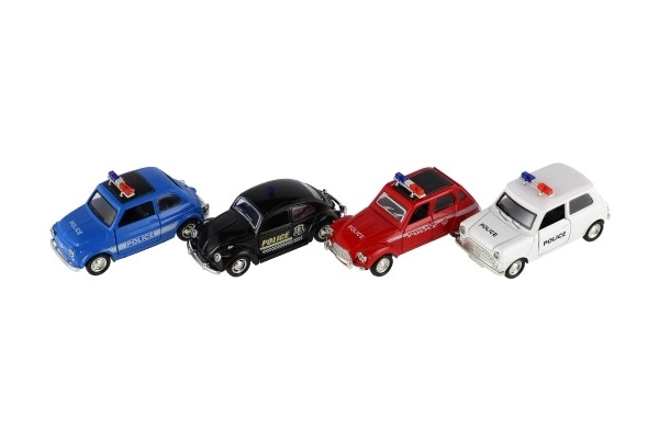 Auto policija retro 11cm metal / plast na povratni pogon na baterije sa svjetlom 4 vrste