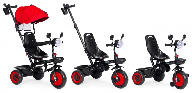 3u1 tricikl s okretnim sjedalom i krovom crvena ECOTOYS