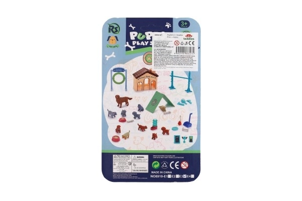 Psi/Pas 3kom s kućicom/kućištem plast. s dodacima na kartici 15x25x5cm