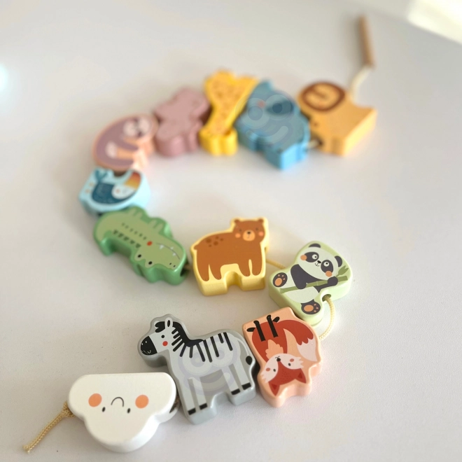 WOOPIE GREEN drvena navlačna zada ZOO Montessori 13 dijelova