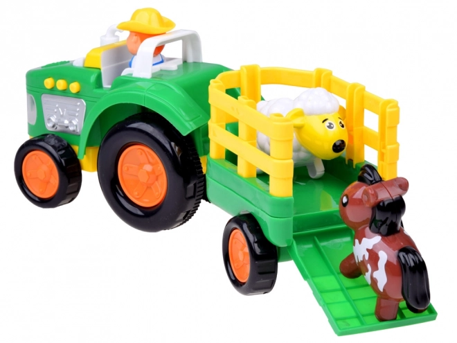 Farmerski traktor s prikolicom i životinjama zvuk + svjetlo ZA5390