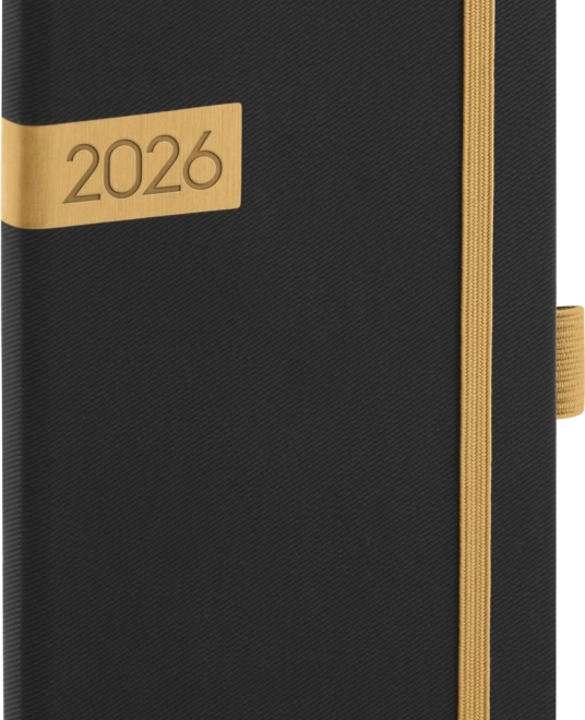 Džepni rokovnik Crno-zlatni Twill 2026