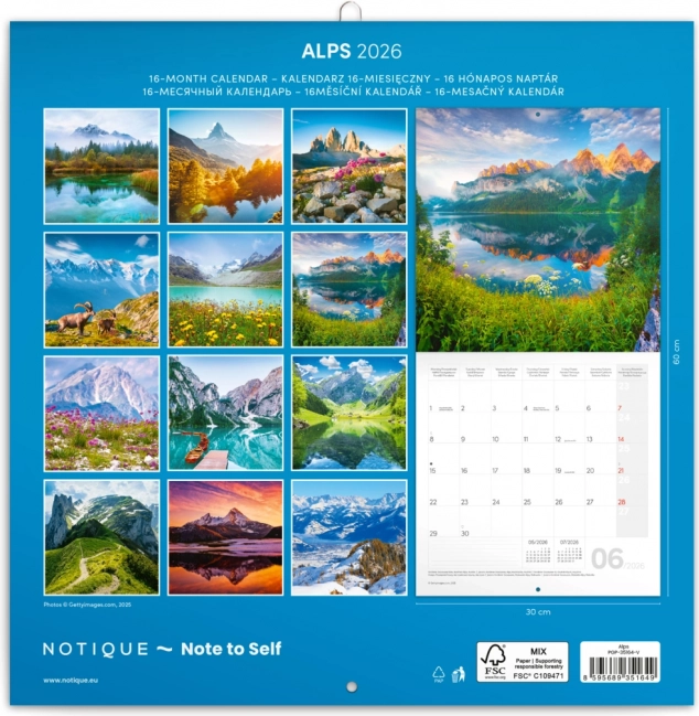 Kalendar za bilješke Alpe 2026