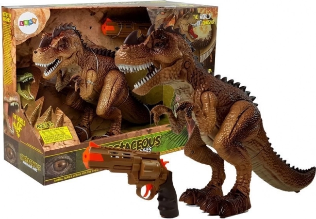 Interaktivni tiranosaur rex s parom, svjetlima i zvukovima + pištolj