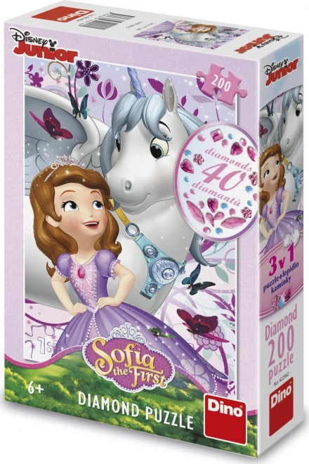 Puzzle Sofie i jednorog s kamenčićima za ukrašavanje - 200 dijelova