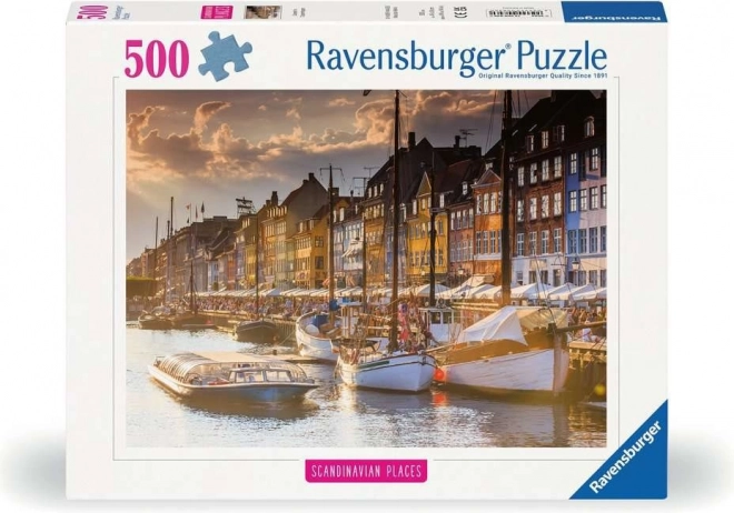 Puzzle Skandinavije: Zalazak sunca u Kopenhagenu 500 komada