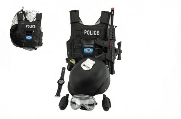 Set policijski pištolj i kaciga s dodacima plastika 38cm u mreži