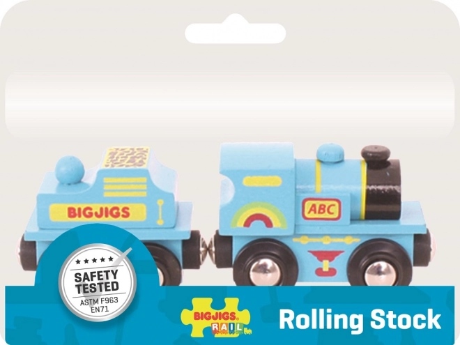 Plava lokomotiva s tendom i 2 tračnice od Bigjigs Rail