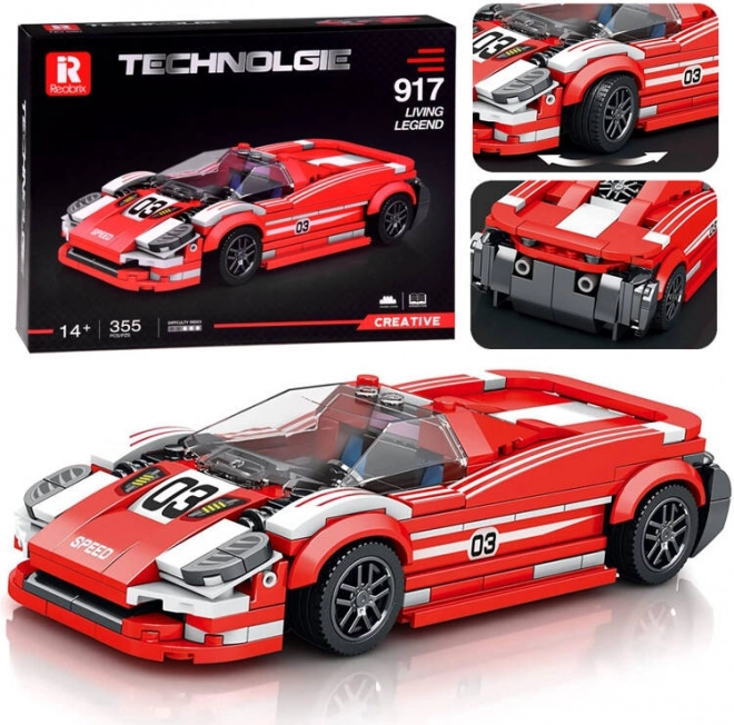 Sportski crveni automobil 917 – tehnička konstrukcijska set, 355 dijelova
