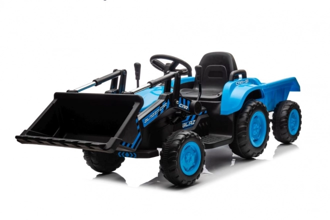 Električni dječji traktor s lopatom plavi