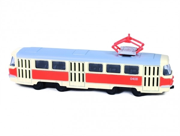 Tramvaj Tatra T3 češki metalni 16cm retro na povratni pogon u kutiji 20x8x6cm CZ dizajn