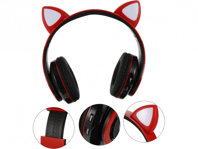 Bežične slušalice bluetooth radio fm mp3 mačje uši led osvjetljenje