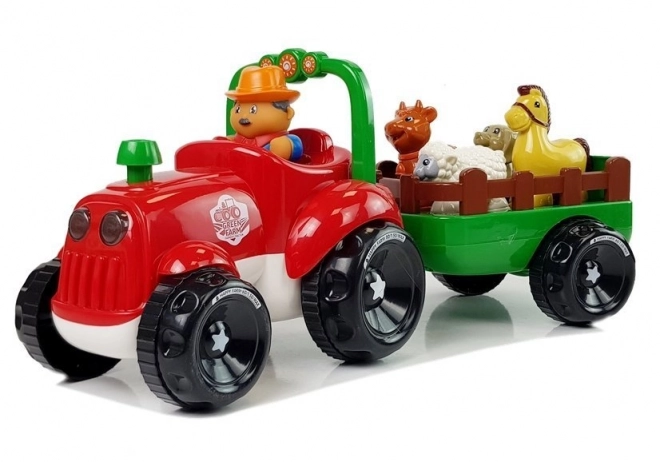 Traktor s prikolicom, životinje za djecu s svjetlom na baterije Zvuk