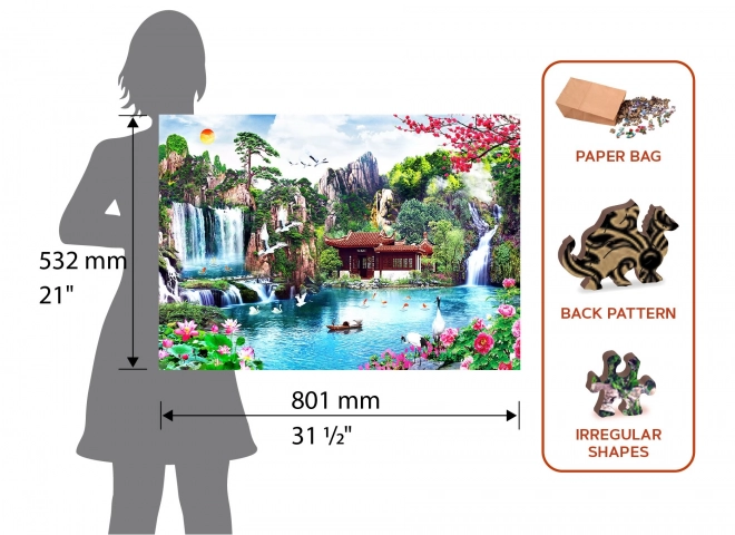 Drvene puzzle Vodopadi u japanskom vrtu