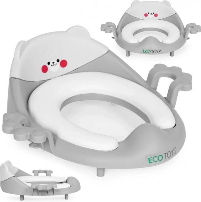 Dječja WC sjedalica s ručkama i mekanim podstavom, siva, ECOTOYS