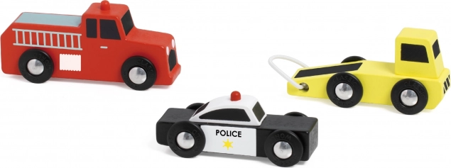 Classic World drvene autići Policija Vatrogasci Kamion vucna služba set 3 kom