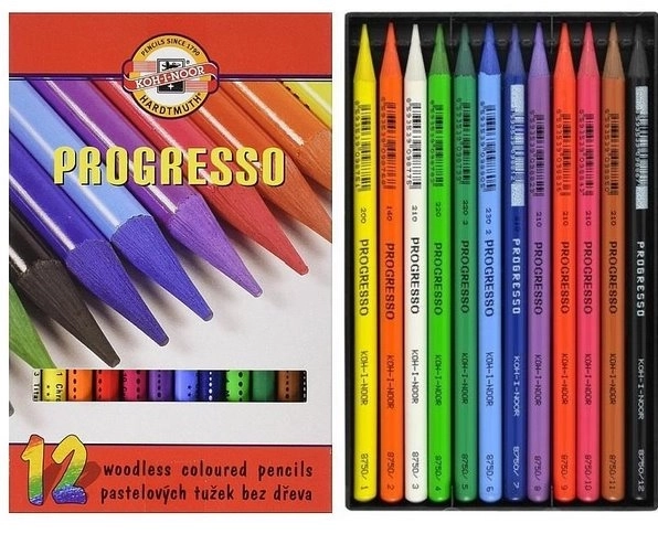 KOH-I-NOOR Pastelne bojice u laku Progresso 12 komada
