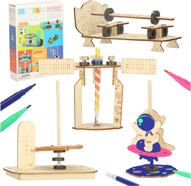 Obrazovni set za znanstvene DIY eksperimente 4 u 1 – magnetizam, mehanika i gravitacija
