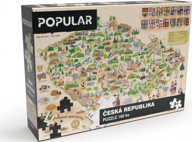 Popularna puzzle karta Češke Republike 160 dijelova