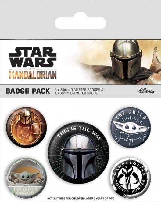 Emajlirani bedž MANDALORIAN – set 38 mm + 4× 25 mm