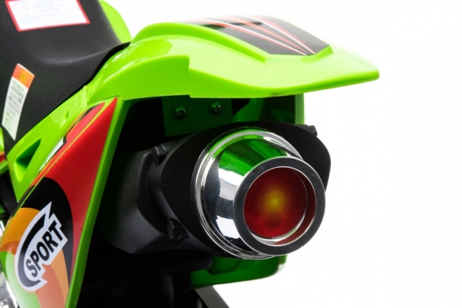 Dječji električni cross motor na akumulator – zelena, s pomoćnim kotačima i LED svjetlima