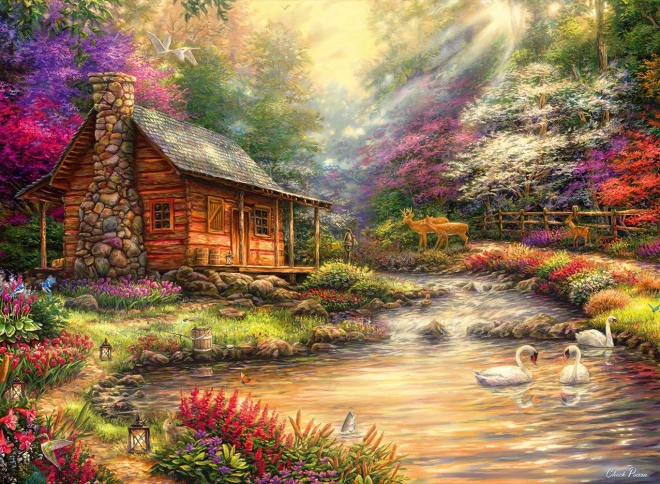 Grafika puzzle Utvrda uz obalu potoka 4000 dijelova