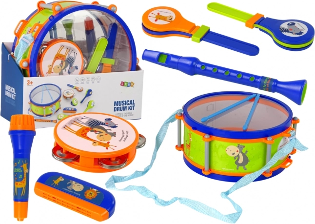 Glazbeni instrumenti za djecu - Set bubanj, tamburina, frula, zvečka, harmonika, životinje