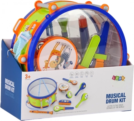 Glazbeni instrumenti za djecu - Set bubanj, tamburina, frula, zvečka, harmonika, životinje