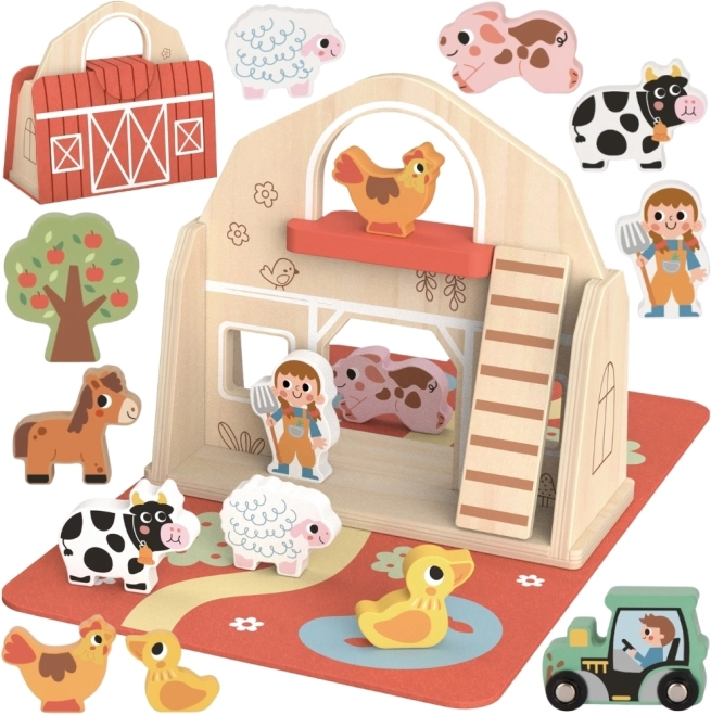 Tooky Toy Drvena sklopiva farma s figuricama životinja
