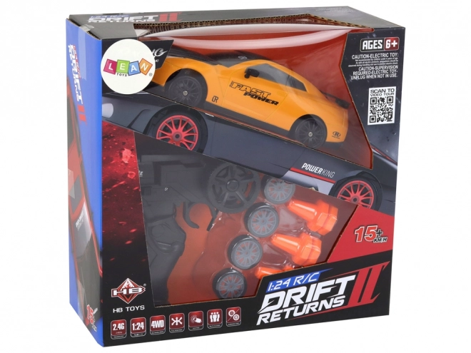 Daljinski upravljani sportski auto R/C 1:24 zamjenjivi kotači – Žuta