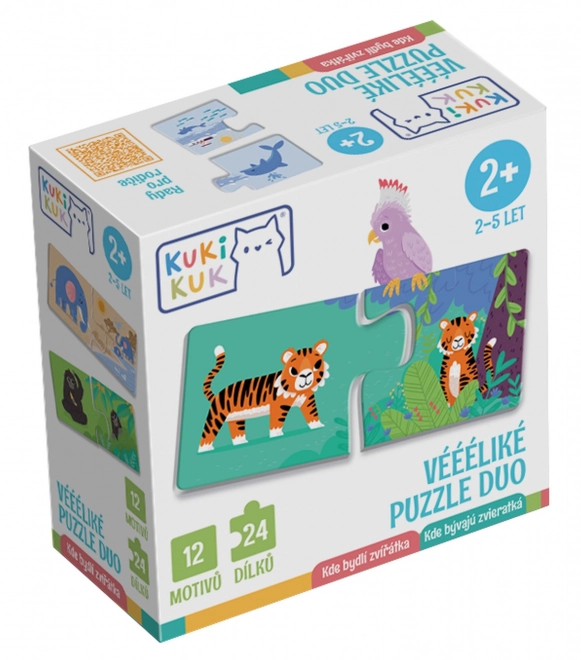 KukiKuk 80036 Véééliké puzzle duo Gdje žive životinje