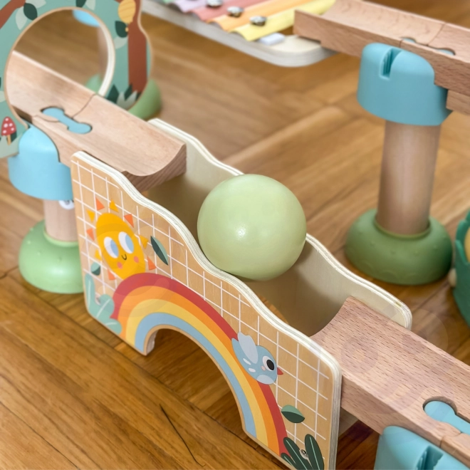 Drvena staza s kuglicama s ksilofonom Tooky Toy 44 kom