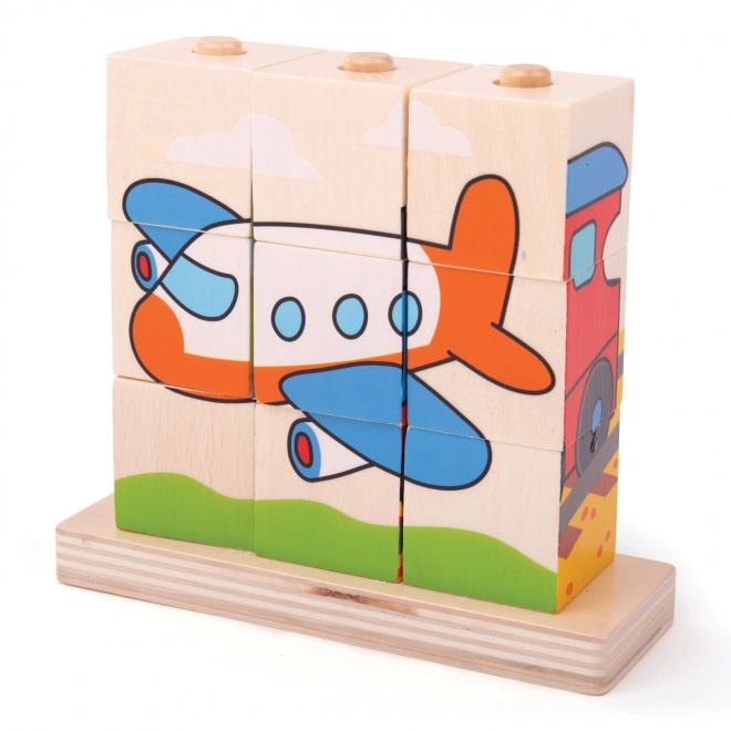 Drveni puzzle Bigjigs Baby Prijevozna sredstva