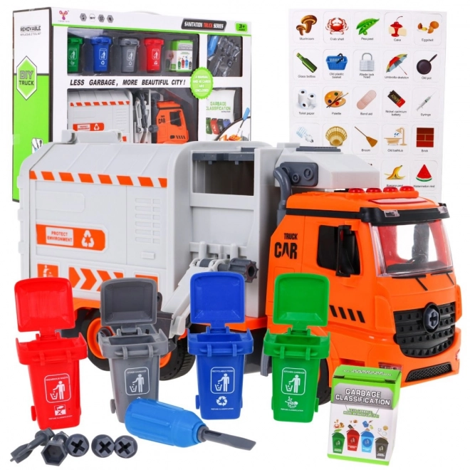 Interaktivno kamion za smeće za djecu 3+ Uči o ekologiji + 4 kontejnera + karta otpada