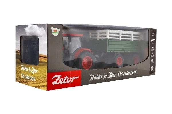 Traktor Zetor RC s prikolicom plast 42cm 2,4GHz punjivi paket + baterija sa zvukom u kutiji