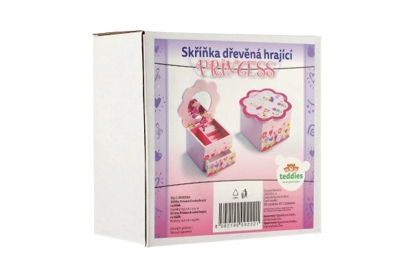 Ormarić za nakit Princess drvena glazbena cvjetna ladica 14,5x8x14,5cm
