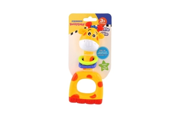 Zvečka/žvakalica/piskalica žirafa plast 7x16cm na kartici 3m+