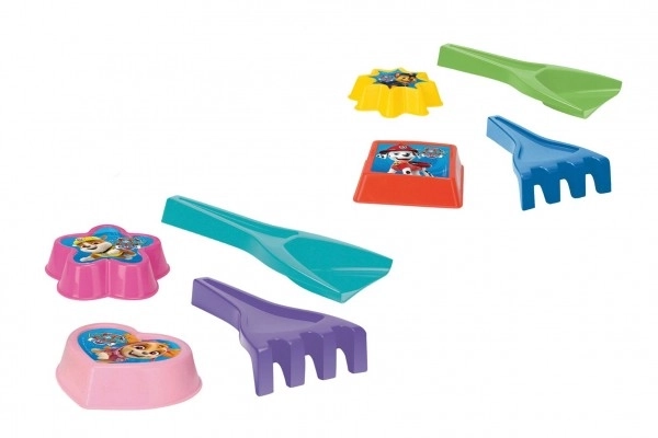 Set za pijesak 4 kom plastična lopatica,grebice,2 kom kalupi Tlapkova patrola/Paw Patrol 4 boje u mreži