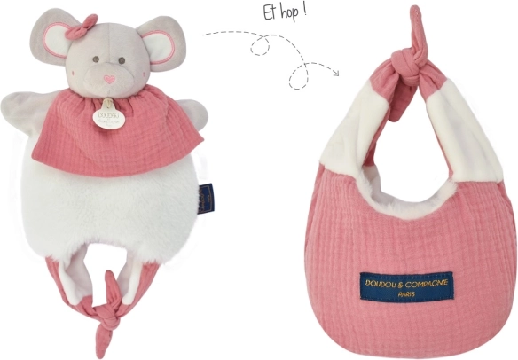 Doudou miš 3-u-1 u torbi za bebe, 30 cm
