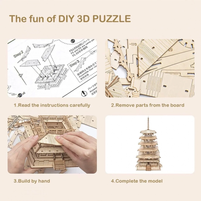 3D drvene puzzle petorazinska pagoda