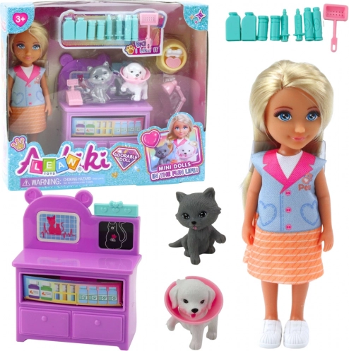 Mini lutkica veterinar sa životinjama i priborom