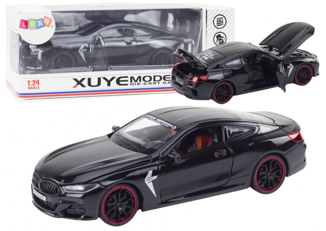 Metalni sportski auto s pogonom na trenje i otvorivim dijelovima 1:24 crni