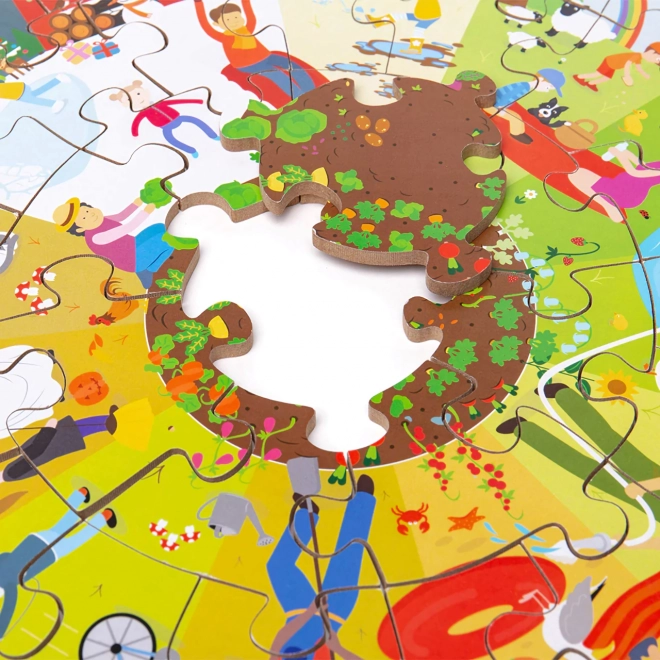 Bigjigs Igračke Okrugle podne puzzle Četiri godišnja doba 50 dijelova