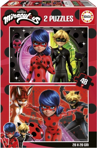 Puzzle Miraculous: Bubamara i Crni mačak 2x48 dijelova EDUCA