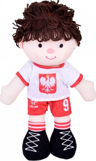 Krpana plišana lutka nogometaš u poljskoj reprezentativnoj majici