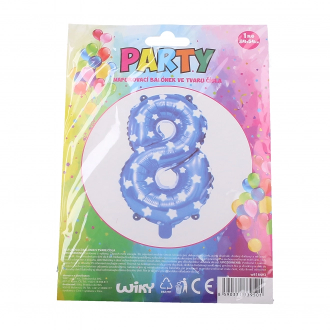 Plavi napuhani balon s zvjezdicama - broj 8