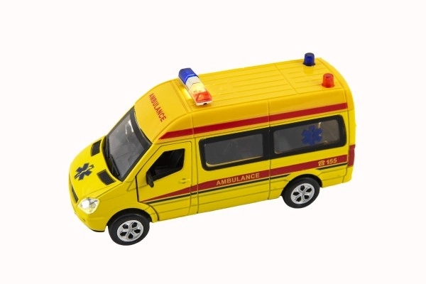 Auto hitna pomoć kov/plast 15cm na baterije s svjetlom i zvukom na povlačenje 6kom u kutiji