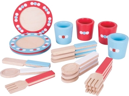 Bigjigs Toys Drveni set za posluživanje s točkicama